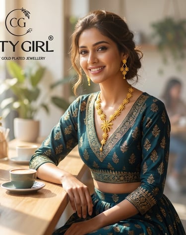 City Girl Jewellery - 6monthsguaraunteejewellery- 18 Carat Gold Plated  - Bridal Wear - Necklace Set