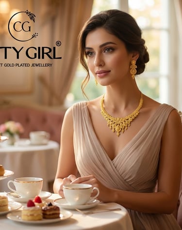 City Girl Jewellery - 6monthsguaraunteejewellery- 18 Carat Gold Plated  - Bridal Wear - Necklace Set