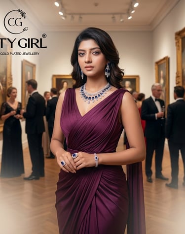 City Girl Jewellery - 6monthsguaraunteejewellery - 18 Carat Gold Plated - AD Collection Necklace Set