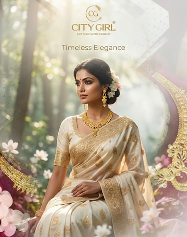 18K gold-plated bridal necklace and earring set — traditional Indian bridal wear City Girl Jewellery