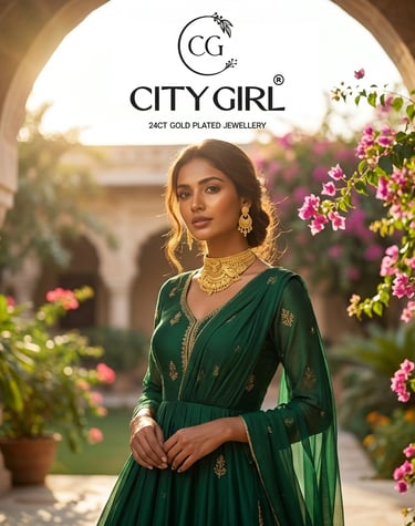 Statement evening necklace gold-plated India — party wear affordable luxury City Girl Jewellery