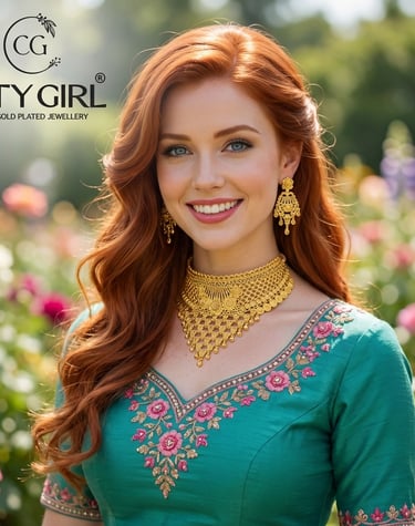 Handcrafted gold bridal necklace set India — luxury wedding wear City Girl Jewellery