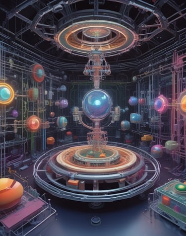 A serene blue-hued visualization of energy streams intertwining, symbolizing consciousness flow.