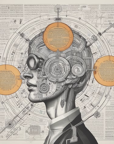 A serene blue-hued visualization of energy streams intertwining, symbolizing consciousness flow.