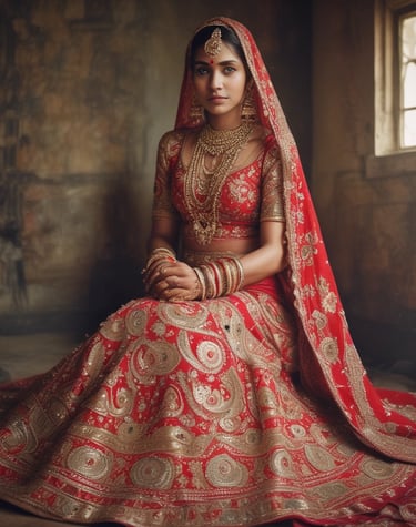 Close-up of a tailor's hands carefully stitching a vibrant Bangladeshi sharee fabric.