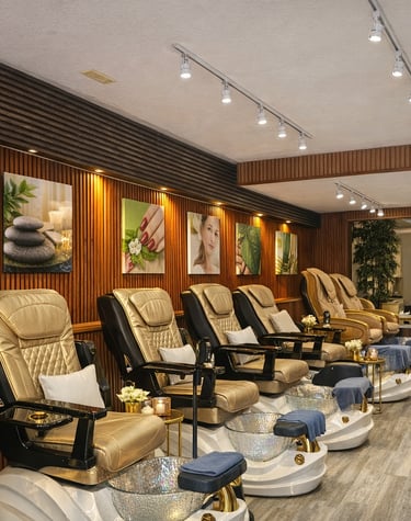 Modern pedicure chairs at Aveira Spa & Wellness