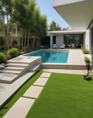 A beautifully paved garden path with natural stone borders surrounded by lush greenery.