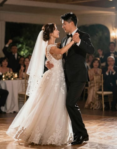 DJ Kurt-M spinning energetic tunes at a lively wedding reception with dancing guests