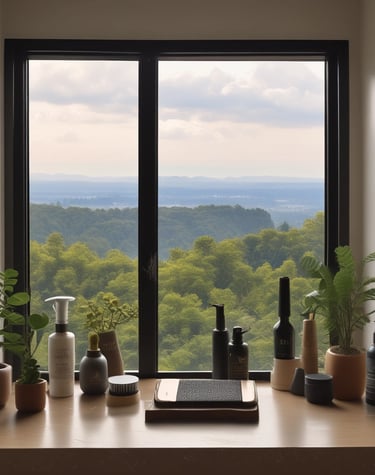 An influencer preparing a wholesome, organic breakfast in a bright, minimalist kitchen with plants.