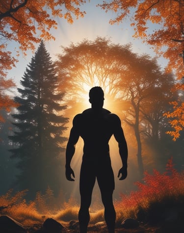 A candid shot of a wellness influencer practicing yoga outdoors surrounded by greenery.