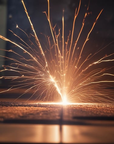 Close-up of a sturdy metal weld joint glowing under workshop lights.