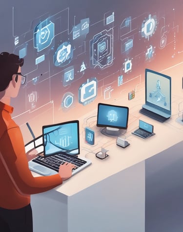 A sleek laptop screen displaying a clean, modern website design in progress.