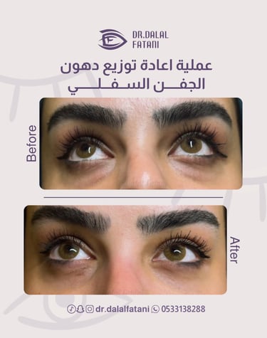 اعادة توزيع دهون الجفن السفلي