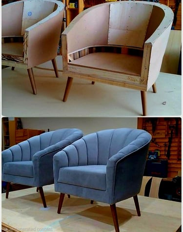 a couple of chairs that are sitting on a table