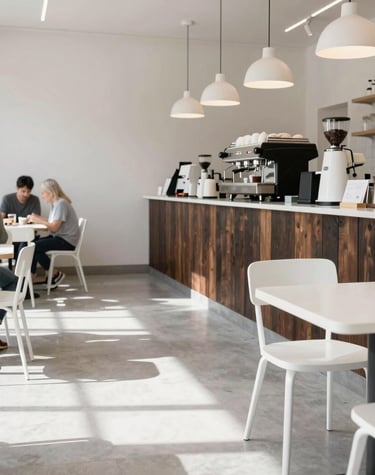 A group of friends enjoying coffee and conversation around a sunlit cafe table.