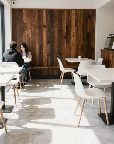 Warm, inviting interior of Haven Brew with soft lighting and comfortable seating.