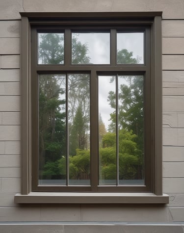 Shiny, streak-free windows gleaming in natural sunlight.