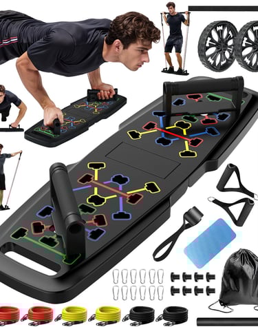 Push Up Board,Home Gym,Portable Exercise Equipment,Pilates Bar and 20 Fitness Accessories with Resis