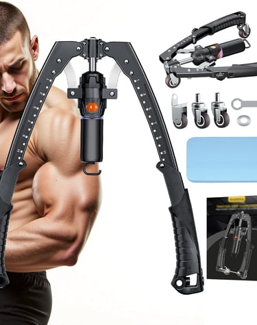 Twister Arm Trainer, 3 in 1 Hydraulic Power Chest Workout Equipment with Ab Roller Wheels and Hooks,
