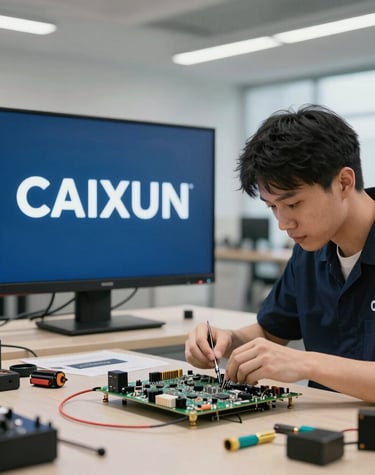 Technician carefully repairing a 65-inch smart TV in a cozy living room.