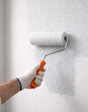 a person holding a paint roller 