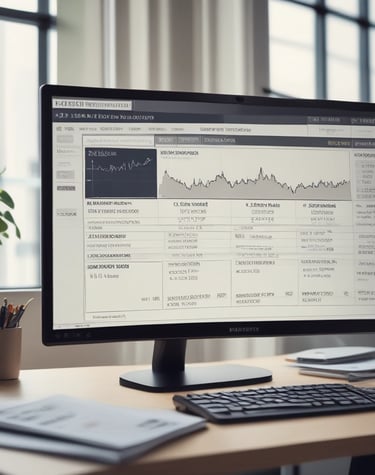 A neat workspace with financial documents, a calculator, and a coffee cup, symbolizing focused work.