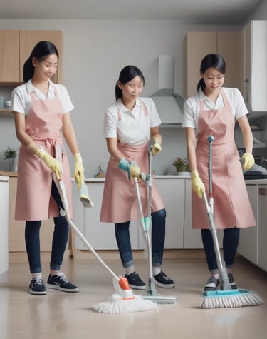 A freshly cleaned kitchen with gleaming oven and polished countertops in a West London flat.