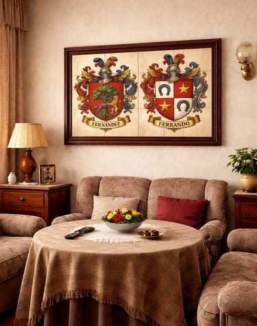 Escudo heráldico con apellidos