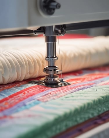 Close-up of a skilled artisan sewing a soft pillow cover with precision.