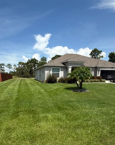 a house with a car parked in the grass