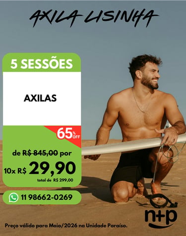 Promo depilação a laser masculina Não+Pelo Paraíso: axilas por 10x R$ 29,90