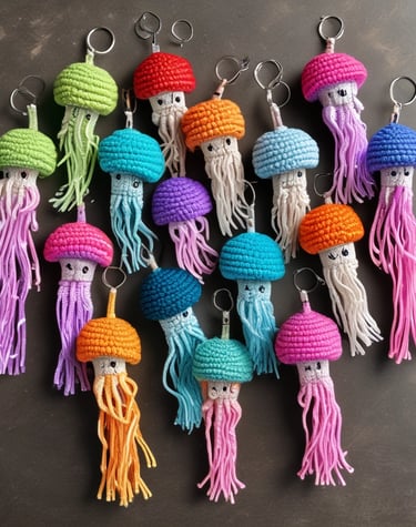 Close-up of intricate crochet stitches in various colors.