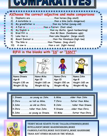 comparatives worksheets