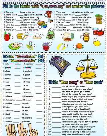 countables and uncountables worksheets