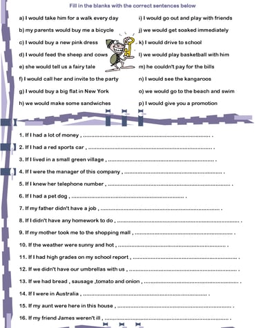 if clauses conditionals type 2 unreal present exercise worksheet