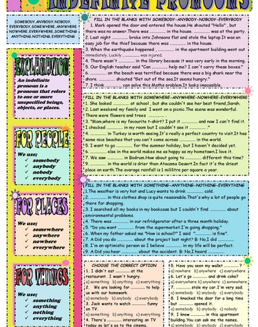 indefinite pronouns worksheet