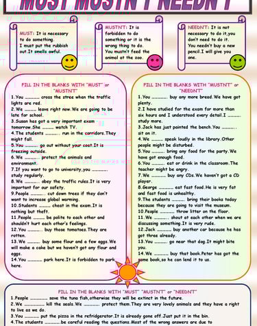 must mustnt needent worksheet