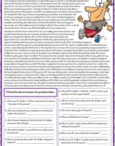 past continuous tense mr walker in his hometown esl reading comprehension qu