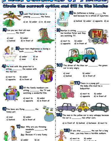 prepositions of place worksheet