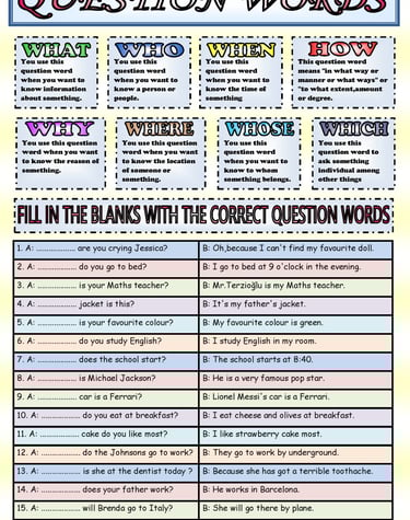 question words worksheet