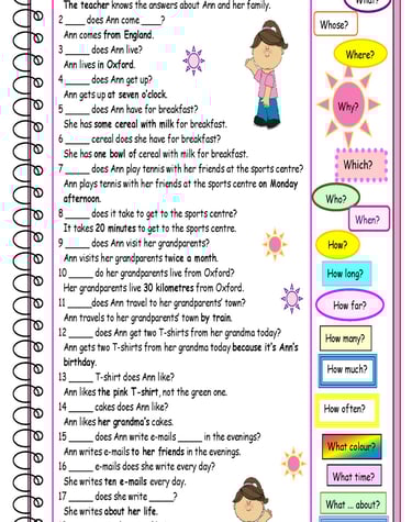 WH questions worksheet