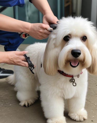 brown long haired small dog on brown wooden bench