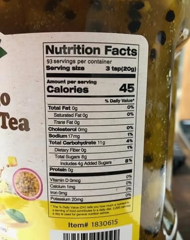 vonbee-passion-fruit-honey-puree-nutrition-facts