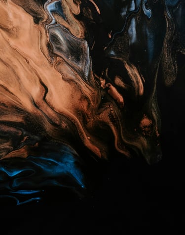 a painting of a black and white swirl