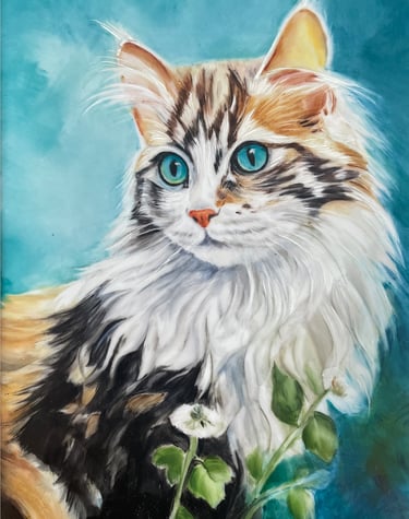 Gatto dipinto su porcellana