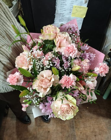 A vibrant bouquet featuring pink roses for your lover at valentine's day,