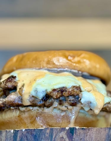 Big Bac Burger with brisket patty, Marion, Ohio Slap Yo Self Food Truck