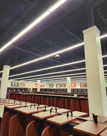 Inside image of the new Shoe Depot in Brownwood that Hyperion Electric installed commercial lighting