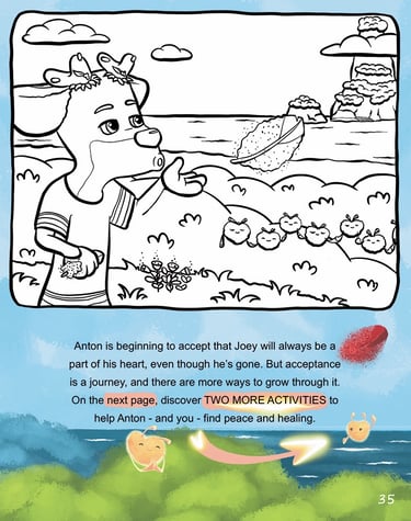 Colouring page from Beyond the Blue Forest Activity Book