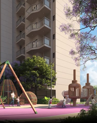 a playground with a playground area and a playground area | Eternia Greater Noida West